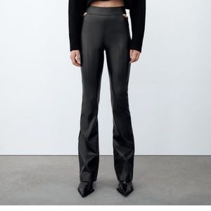 Zara faux cut out leather leggings